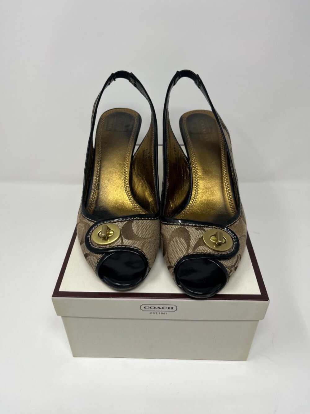 Vintage Coach Brook Signature Slingback Heels - Size 9 M - Picture 3 of 12